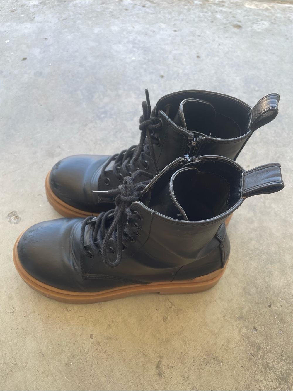 Urban Outfitters Black Lace-Up Combat Boots with Tan Sole